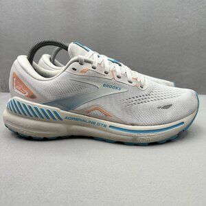 Womens Size 10.5 (B) Brooks Adrenaline‎ GTS 23 Shoes White Blue Running Sneakers
